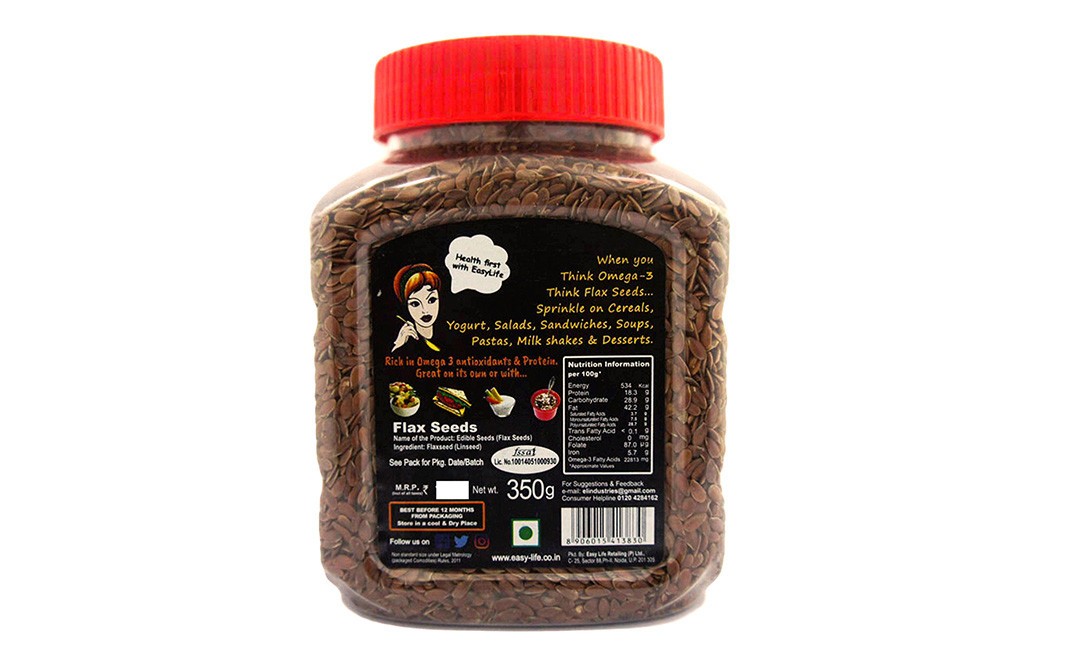 Easy Life Flax Seeds    Plastic Jar  350 grams